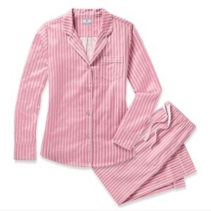 New Petite Plume Women's 100% Cotton Love Lines Twill Long Pajama Set Medium NWT
